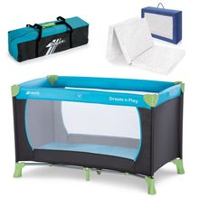 Reisebett Set Dream'n Play - mit Alvi Reisebett Matratze Komfort (schadstoffgeprüft, faltbar, 6 cm Höhe) - Waterblue