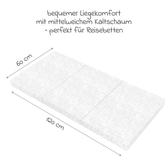 Hauck Travel cot set Dream'n Play - with Alvi travel cot mattress comfort (tested for harmful substances, foldable, 6 cm height) - Waterblue