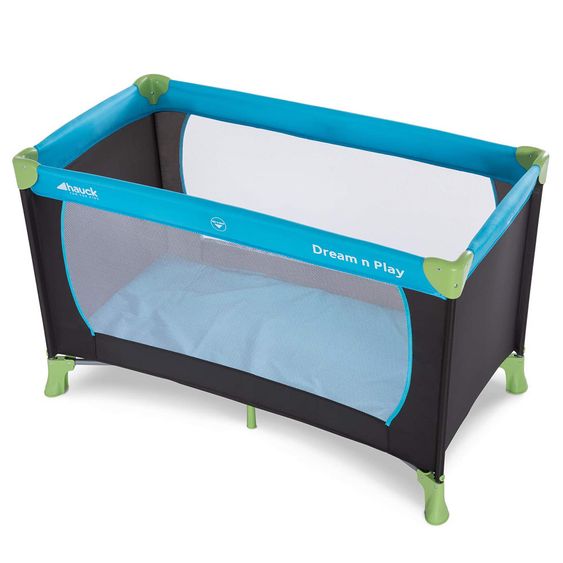 Hauck Reisebett Set Dream'n Play - mit Alvi Reisebett Matratze Komfort (schadstoffgeprüft, faltbar, 6 cm Höhe) - Waterblue