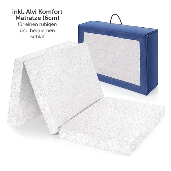 Hauck Travel cot set Dream'n Play - with Alvi travel cot mattress comfort (tested for harmful substances, foldable, 6 cm height) - Waterblue
