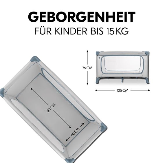 Hauck Reisebett Set Dream N Play Plus inkl. Komfort Matratze & Insektenschutz - Dusty Blue