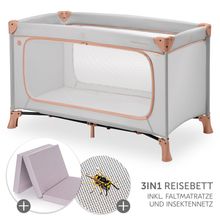 Reisebett Set Dream N Play Plus inkl. Alvi Reisebett-Matratze & Insektenschutz - Dusty Cork