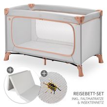Reisebett Set Dream N Play Plus inkl. Komfort Matratze & Insektenschutz - Dusty Cork