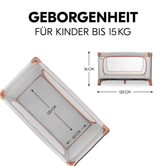 Hauck Reisebett Set Dream N Play Plus inkl. Komfort Matratze & Insektenschutz - Dusty Cork