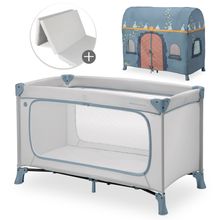 Reisebett Set Dream N Play Plus inkl. Komfort Matratze & Spielzelt - Palace - Dusty Blue