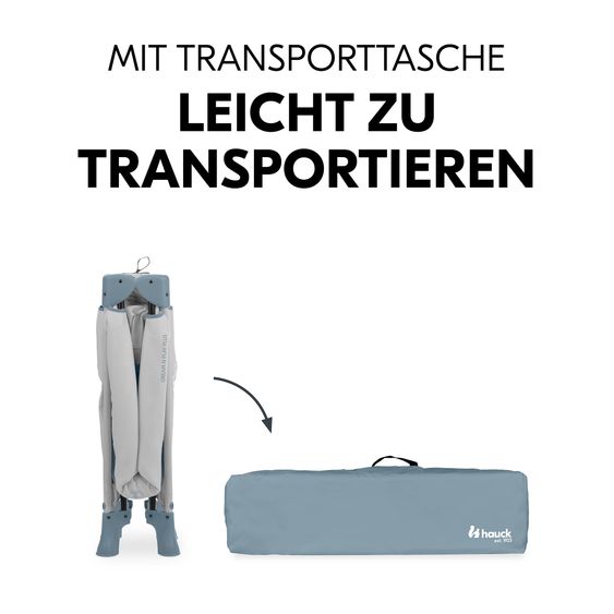 Hauck Reisebett Set Dream N Play Plus inkl. Komfort Matratze & wasserdichte Betteinlage - Dusty Blue