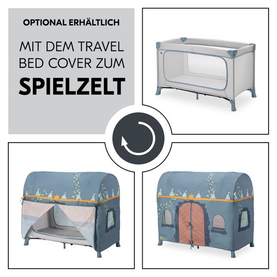 Hauck Reisebett Set Dream N Play Plus inkl. Komfort Matratze & wasserdichte Betteinlage - Dusty Blue