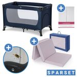 Reisebett Set Dream'n Play Plus inkl. Reisebett Matratze + 2 Spannbettlaken + Insektenschutz - Navy