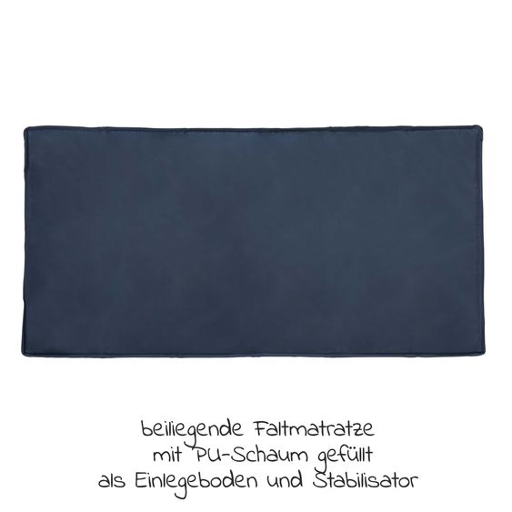 Hauck Reisebett Set Dream'n Play Plus inkl. Reisebett Matratze + 2 Spannbettlaken + Insektenschutz - Navy