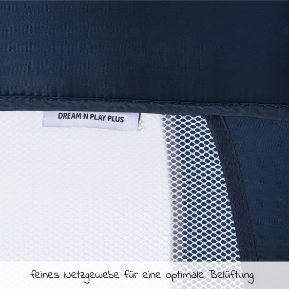 Hauck Reisebett Set Dream'n Play Plus inkl. Reisebett Matratze + 2 Spannbettlaken + Insektenschutz - Navy