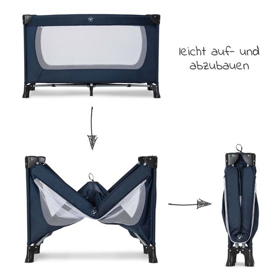 Hauck Reisebett Set Dream'n Play Plus inkl. Reisebett Matratze & Insektenschutz - Navy