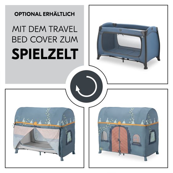 Hauck Reisebett Set Play N Relax Center inkl. Komfort Matratze, Einhang, Wickelauflage & Insektenschutz - Dark Blue