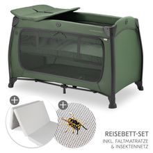Lit De Voyage Set Play N Relax Center Incl. Matelas Confort, Housse, Matelas À Langer & Protection Contre Les Insectes - Vert Foncé