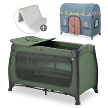 Reisebett Set Play N Relax Center inkl. Komfort Matratze & Spielzelt - Palace - Dark Green