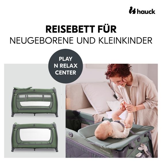 Hauck Reisebett Set Play N Relax Center inkl. Komfort Matratze & Spielzelt - Palace - Dark Green