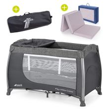 Reisebett Set Play'n Relax Center mit Matratze, Wickelauflage, höhenverstellbar - Melange Grey