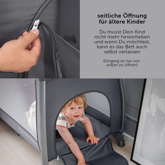 Hauck Reisebett Set Play'n Relax Center mit Matratze, Wickelauflage, höhenverstellbar - Melange Grey