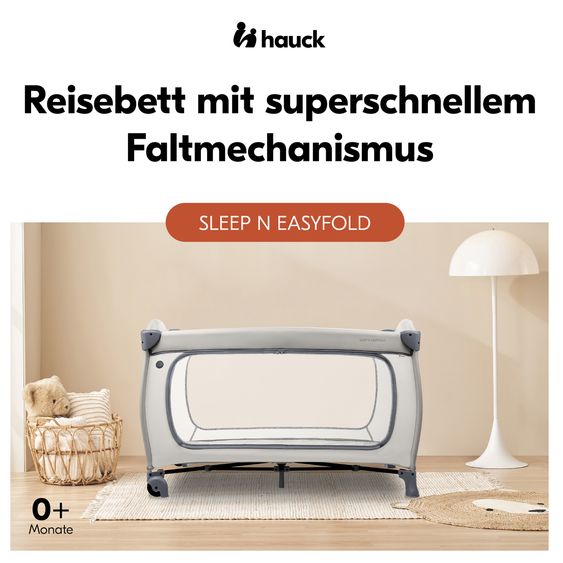 Hauck Reisebett Set Sleep N Easyfold inkl. Komfort Matratze & Insektenschutz - Dark Grey
