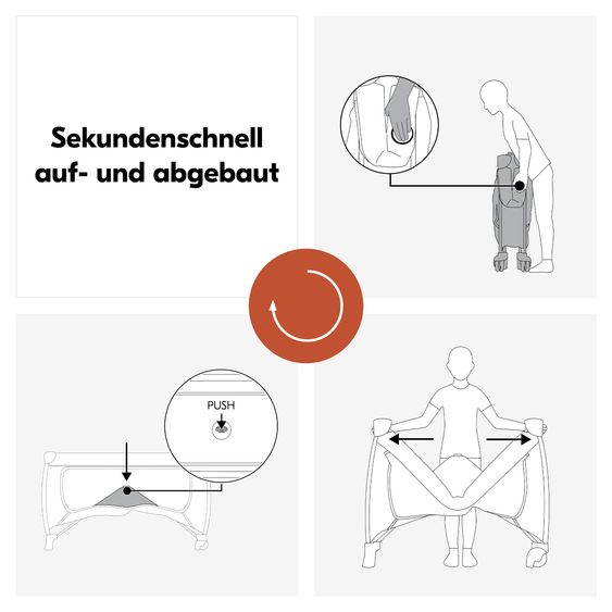 Hauck Reisebett Set Sleep N Easyfold inkl. Komfort Matratze & Insektenschutz - Dark Grey