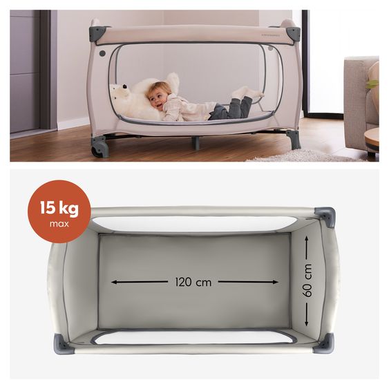Hauck Reisebett Set Sleep N Easyfold inkl. Komfort Matratze & Spielzelt - Palace - Dark Grey