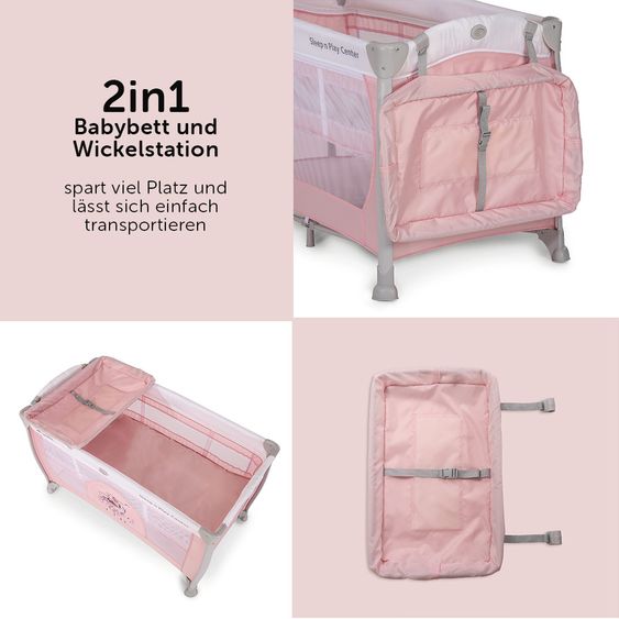 Hauck Reisebett-Set Sleep'n Play Center 3 (inkl. Wickelauflage, Höhe verstellbar) - Sweety