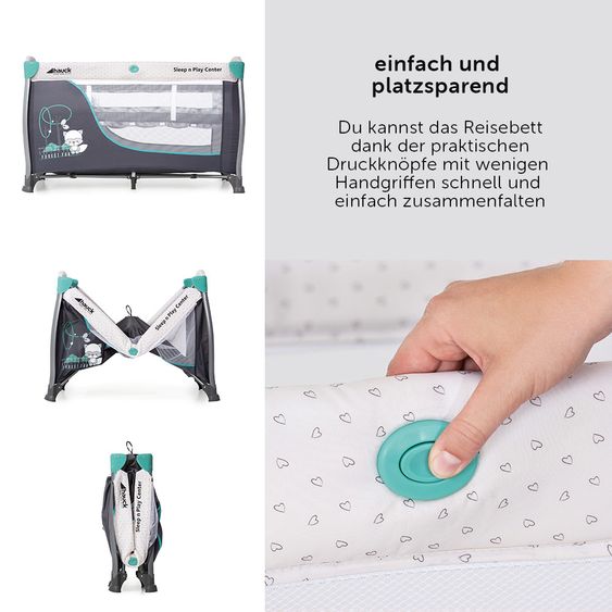 Hauck Reisebett Set Sleep'n Play Center 3 mit Matratze, Wickelauflage, höhenverstellbar - Forest Fun