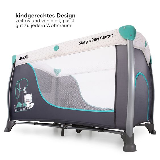 Hauck Reisebett Set Sleep'n Play Center 3 mit Matratze, Wickelauflage, höhenverstellbar - Forest Fun