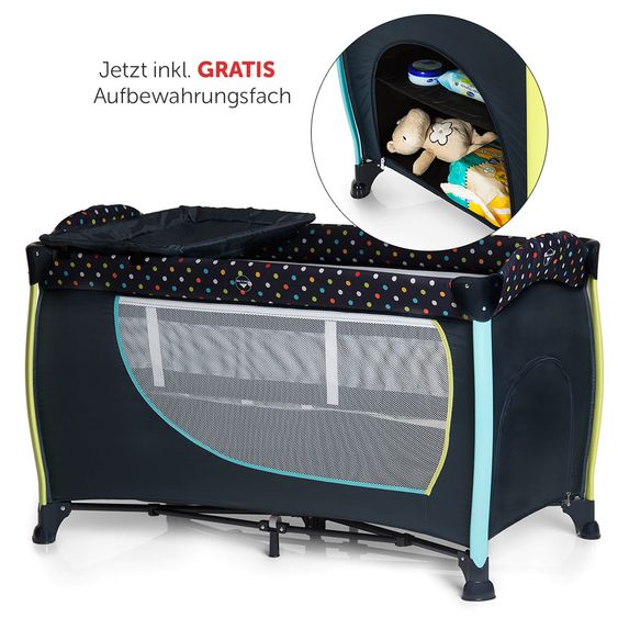Hauck Reisebett-Set Sleep'n Play Center II - 60 x 120 - Multi Dots Navy - Jetzt inkl. GRATIS Aufbewahrungsfach