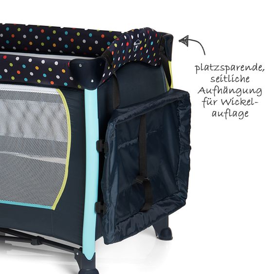 Hauck Reisebett-Set Sleep'n Play Center II - 60 x 120 - Multi Dots Navy - Jetzt inkl. GRATIS Aufbewahrungsfach