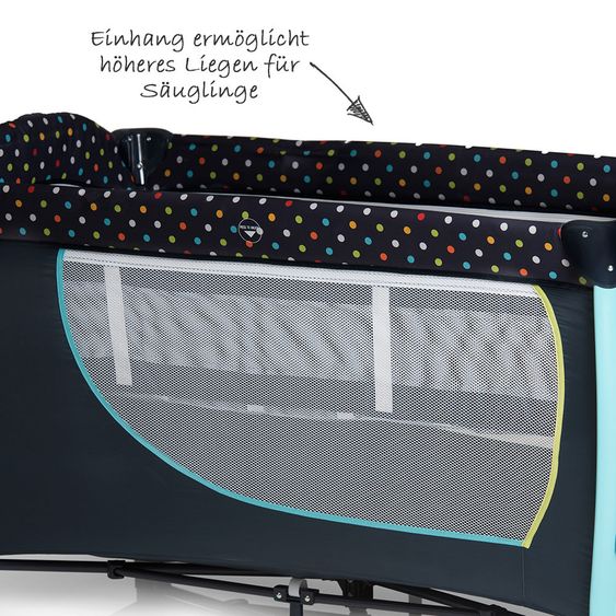 Hauck Reisebett-Set Sleep'n Play Center II - 60 x 120 - Multi Dots Navy - Jetzt inkl. GRATIS Aufbewahrungsfach