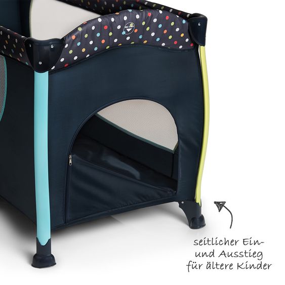 Hauck Reisebett-Set Sleep'n Play Center II - 60 x 120 - Multi Dots Navy - Jetzt inkl. GRATIS Aufbewahrungsfach