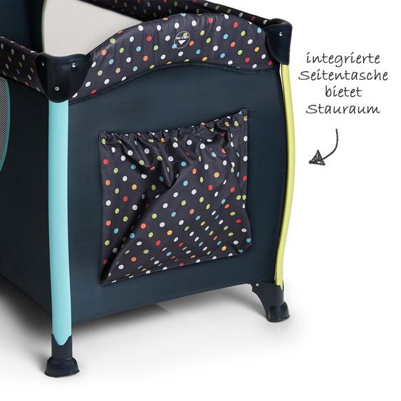 Hauck Reisebett-Set Sleep'n Play Center II - 60 x 120 - Multi Dots Navy - Jetzt inkl. GRATIS Aufbewahrungsfach
