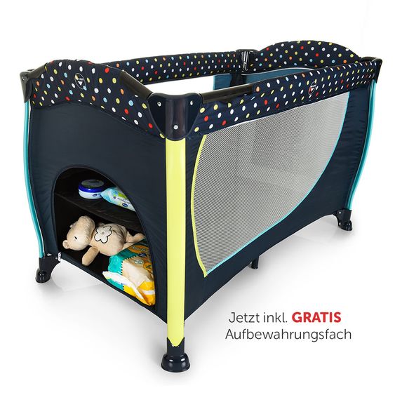 Hauck Reisebett-Set Sleep'n Play Center II - 60 x 120 - Multi Dots Navy - Jetzt inkl. GRATIS Aufbewahrungsfach