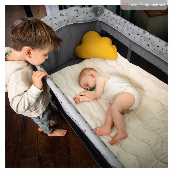 Hauck Reisebett Set Sleep N Play Center inkl. Komfort Matratze, Wickelauflage & Insektenschutz - Teddy - Grey