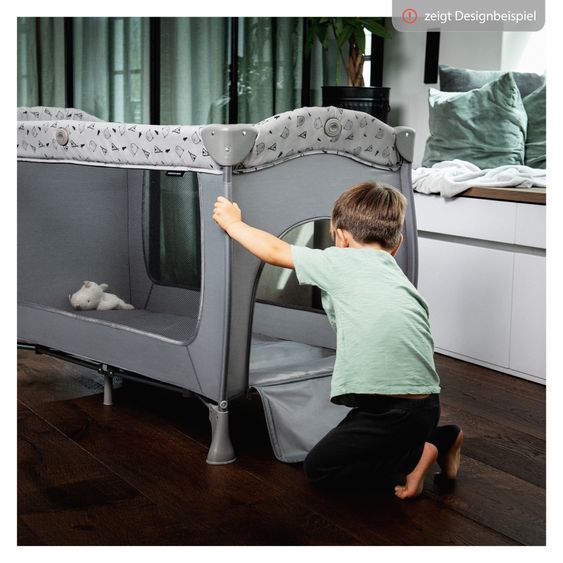 Hauck Reisebett Set Sleep N Play Center inkl. Komfort Matratze, Wickelauflage & Insektenschutz - Teddy - Grey