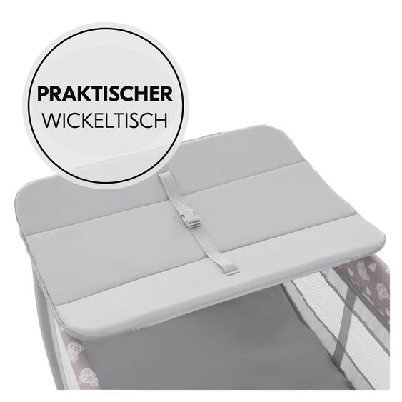 Hauck Reisebett Set Sleep N Play Center inkl. Komfort Matratze, Wickelauflage & Insektenschutz - Teddy - Grey