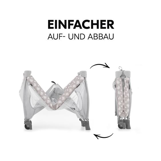 Hauck Reisebett Set Sleep N Play Center inkl. Komfort Matratze, Wickelauflage & Insektenschutz - Teddy - Grey