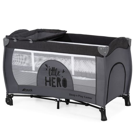 Hauck Reisebett-Set Sleep'n Play Center (inkl. Wickelauflage, Höhe verstellbar) - Little Hero
