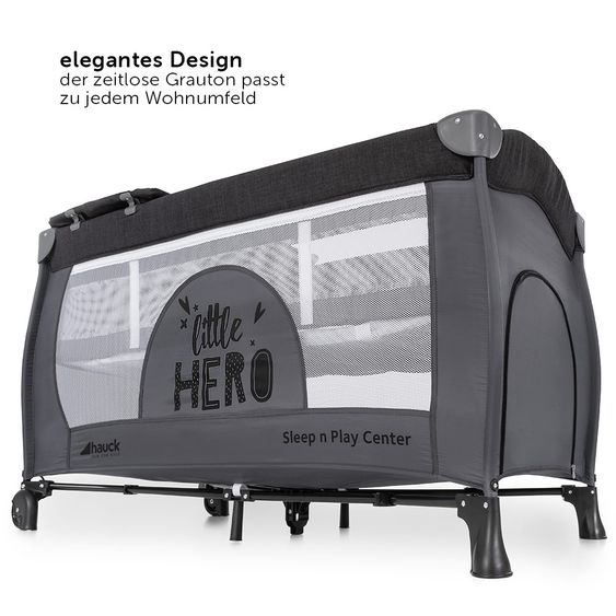 Hauck Reisebett Set Sleep'n Play Center mit Matratze, Wickelauflage, höhenverstellbar - Little Hero