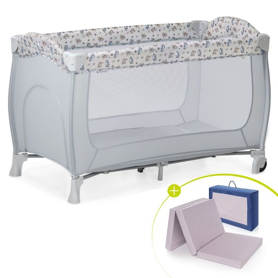 Hauck Set Lettino da viaggio Sleep'n Play Go Plus incl. Materasso da viaggio Alvi - Disney - Pooh Exploring