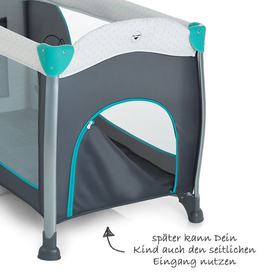Hauck Reisebett Sleep'n Play Center II - Sparset inkl. Matratze, Wickelauflage, Babyeinsatz, Insektenschutz - Forest Fun