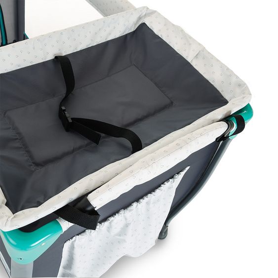 Hauck Reisebett Sleep'n Play Center II - Sparset inkl. Matratze, Wickelauflage, Babyeinsatz, Insektenschutz - Forest Fun