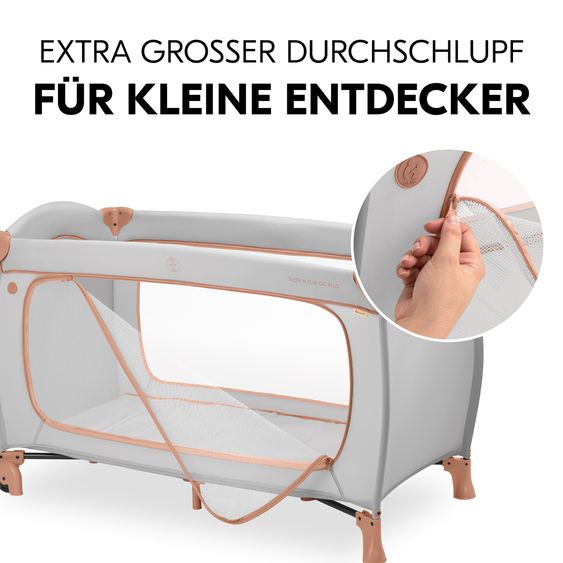 Hauck Reisebett Sleep N Play Go Plus inkl. Komfort Matratze & Insektenschutz - Dusty Cork