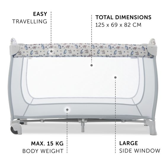 Hauck Sleep'n Play Go Plus travel cot (with wheels and side entry) - Disney - Pooh Exploring