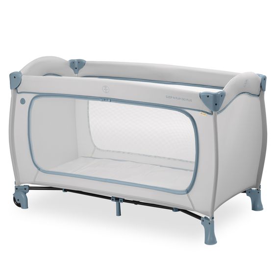 Hauck Reisebett Sleep N Play Go Plus (mit Rollen und seitlichem Einstieg) - Dusty Blue