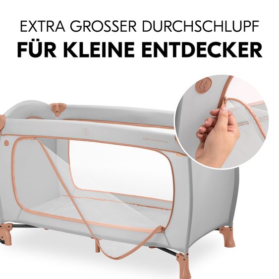 Hauck Reisebett Sleep N Play Go Plus (mit Rollen und seitlichem Einstieg) - Dusty Cork