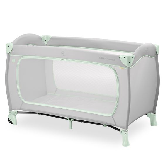 Hauck Lettino da viaggio Sleep N Play Go Plus (con ruote e ingresso laterale) - Menta polverosa