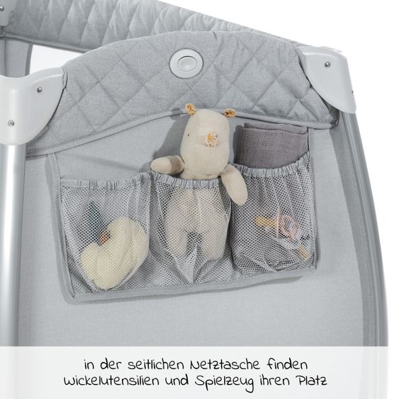 Hauck Reisebett Sparset Play N Relax Center inkl. Komfort Matratze, Einhang, Wickelauflage & Moskitonetz - Quilted Grey