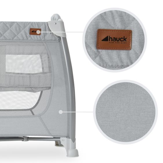 Hauck Reisebett Sparset Play N Relax Center inkl. Komfort Matratze, Einhang, Wickelauflage & Moskitonetz - Quilted Grey