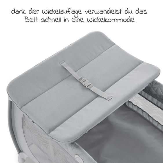 Hauck Reisebett Sparset Play N Relax Center inkl. Komfort Matratze, Einhang, Wickelauflage & Moskitonetz - Quilted Grey